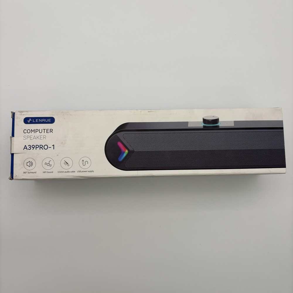 Lenrue A39PRO-1 Computer Stereo Soundbar‎ Black USB 3.5mm PC Speaker